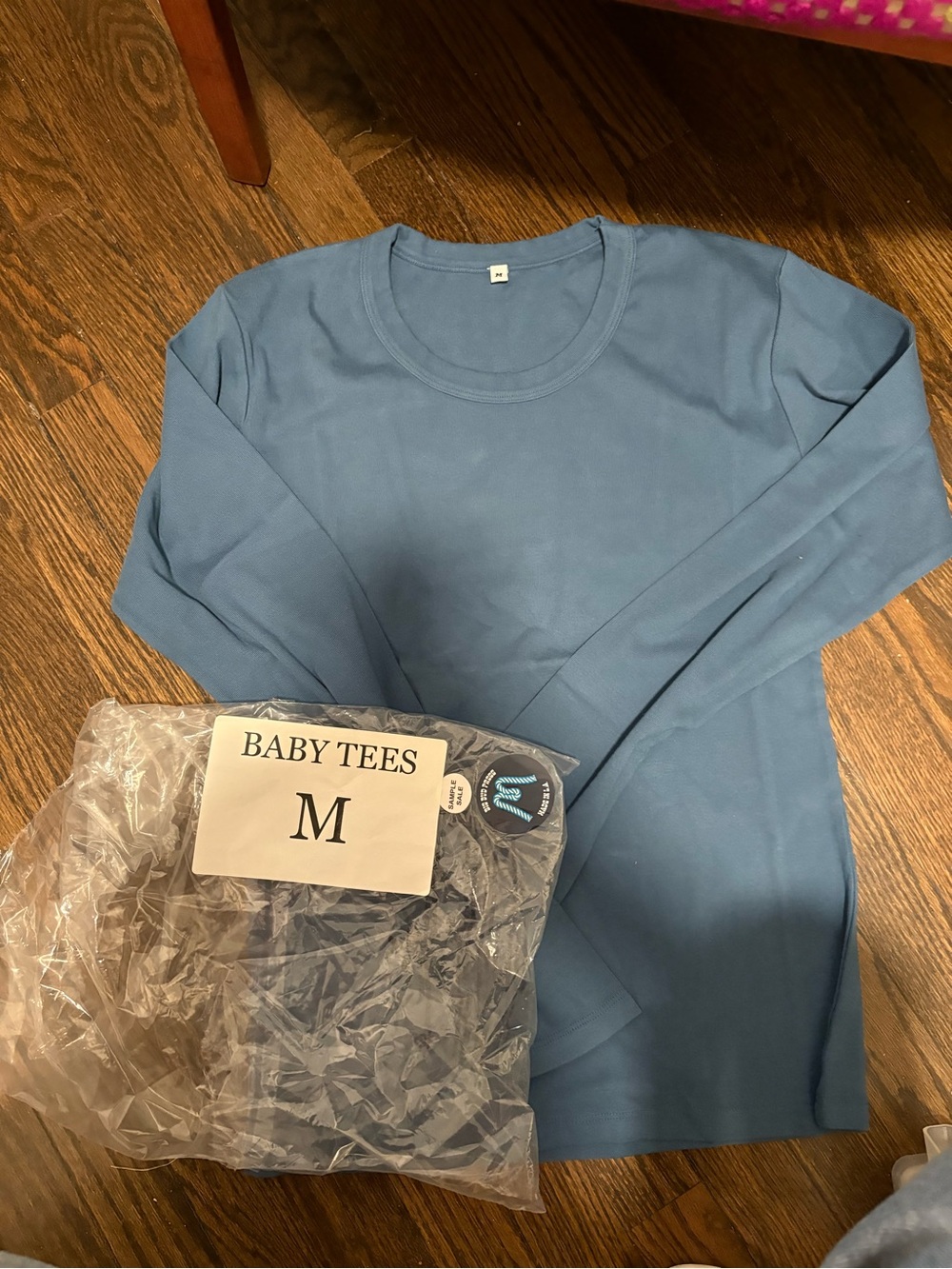 Big Bud Press Long Sleeve Baby Tee, Size Medium - French Blue